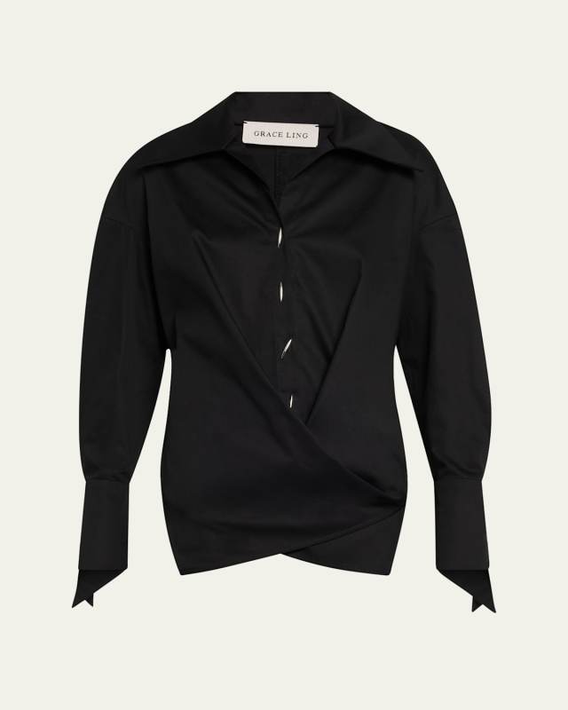 Collared Wrap Blouse